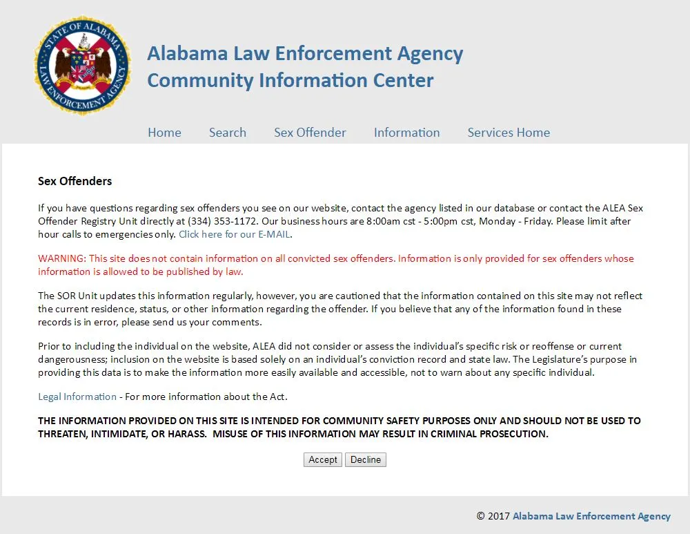 sex offender registry alabama