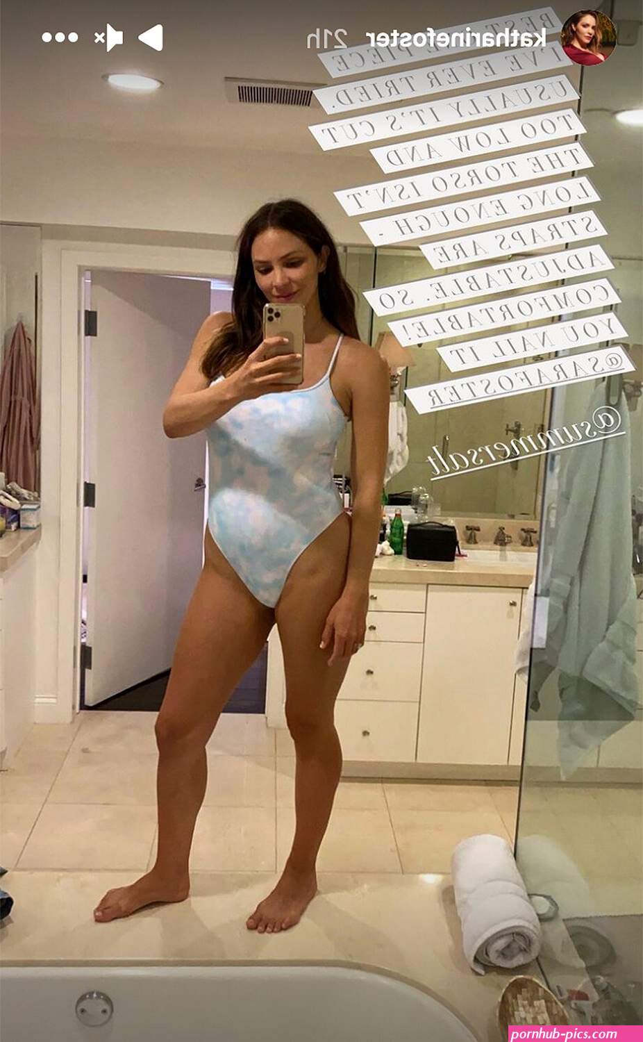 Katharine McPhee Models Step-Daughter Sara Foster's Swimsuit Line 1 Month After Giving Birth