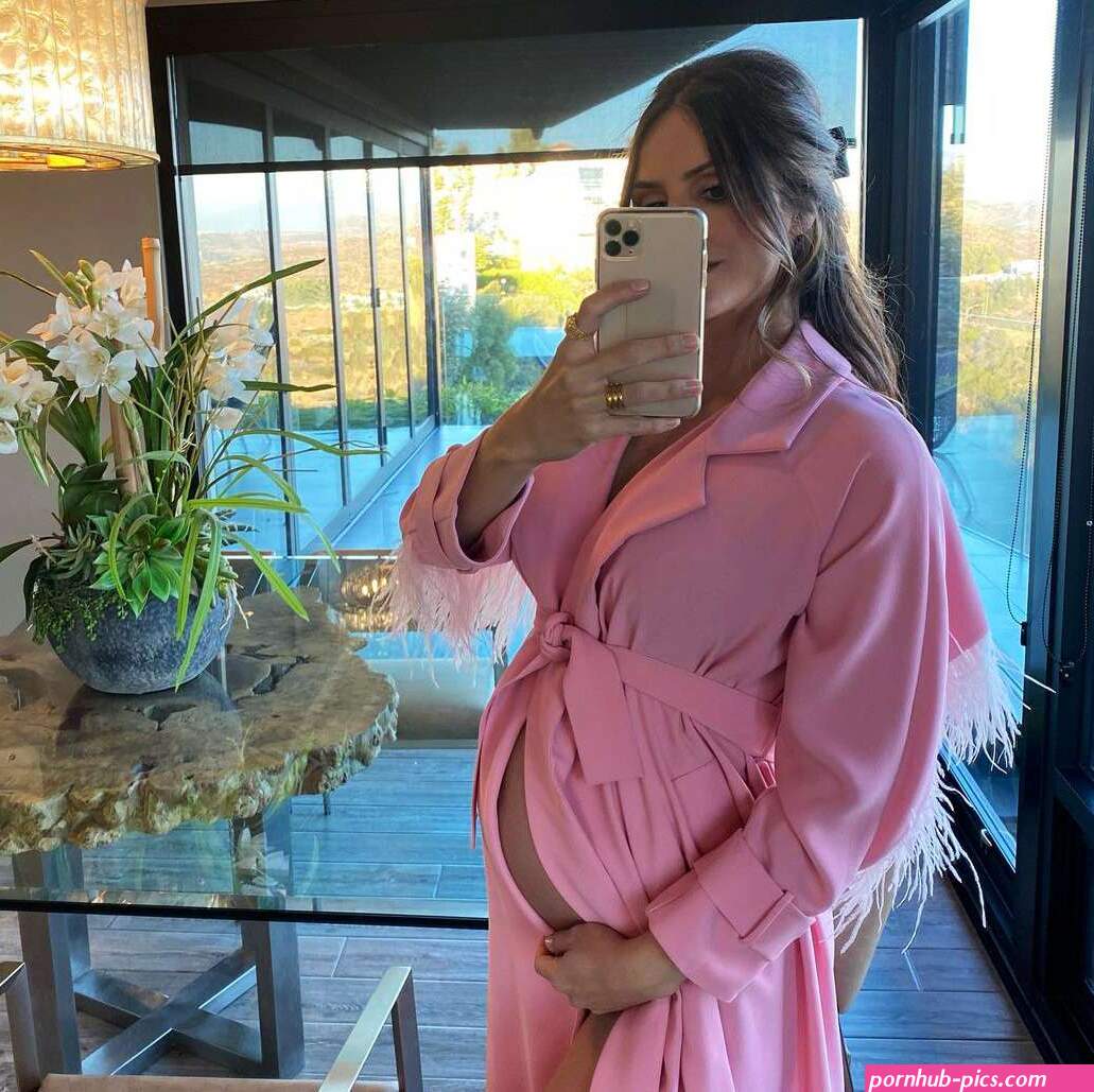 Pregnant Katharine McPhee Cradles Baby Bump in Pink Robe