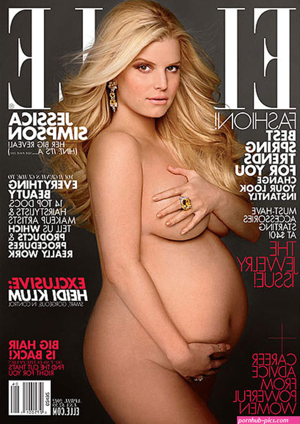 Pregnant Jessica Simpson poses nude for Elle, says she's having a girl