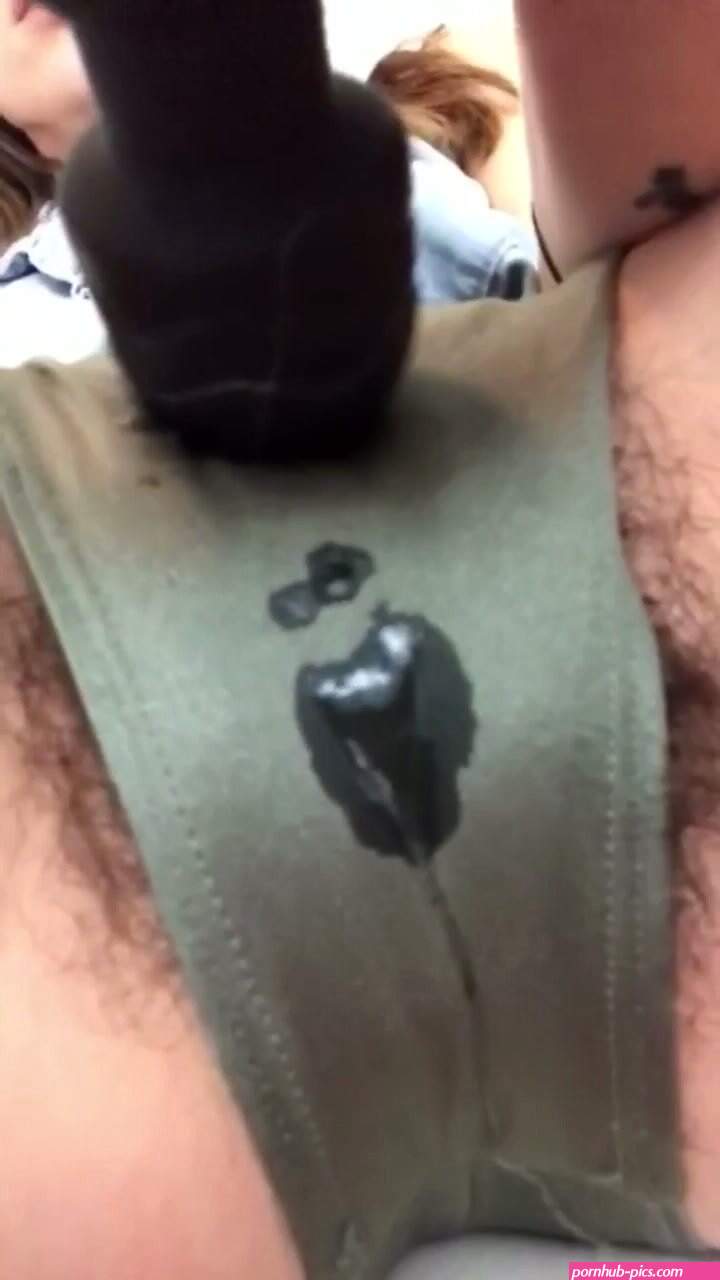 Hairy pussy squirting in panties