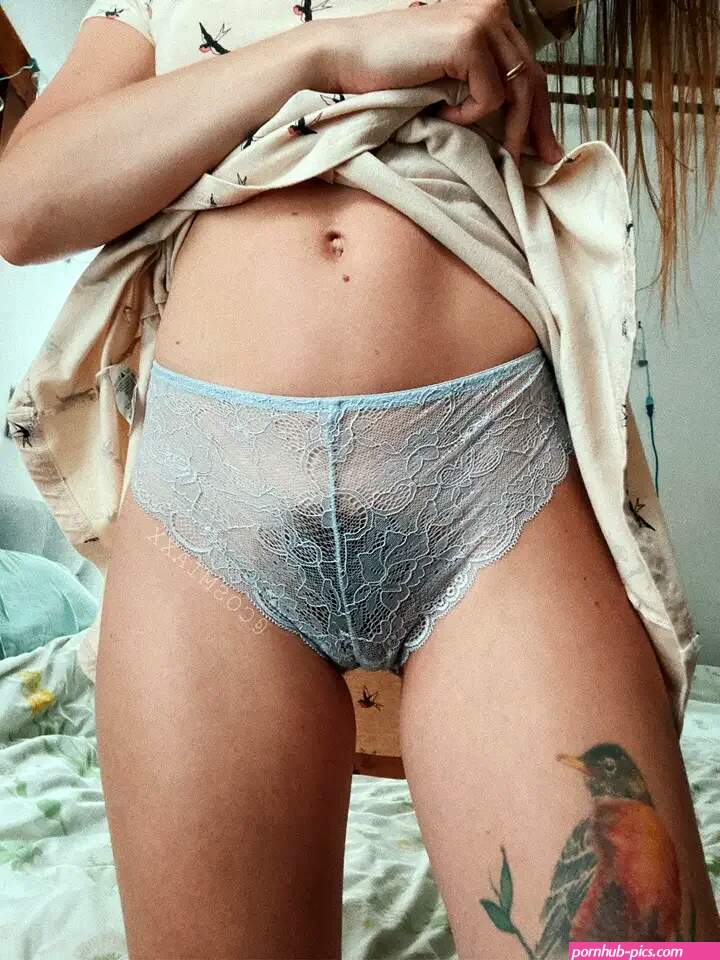 8 tattoo girl wearing see through panties hairy pussy