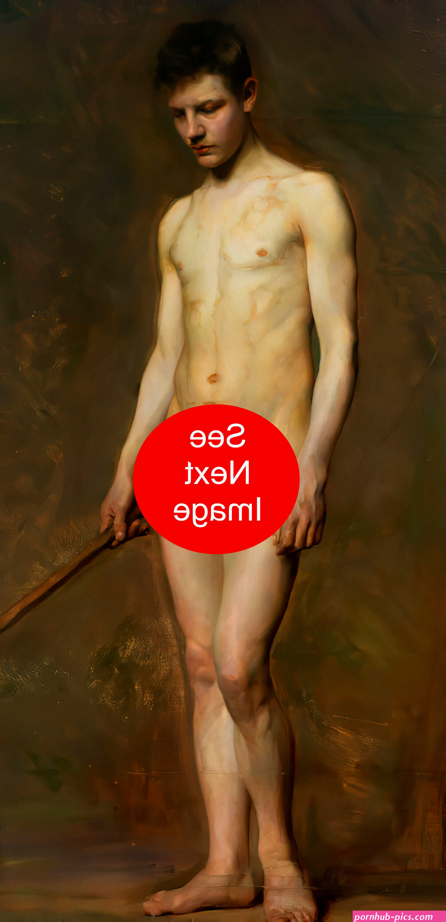 ACADEMIC FRONTAL NUDE Male Unknown Artist 1900 Print Handsome