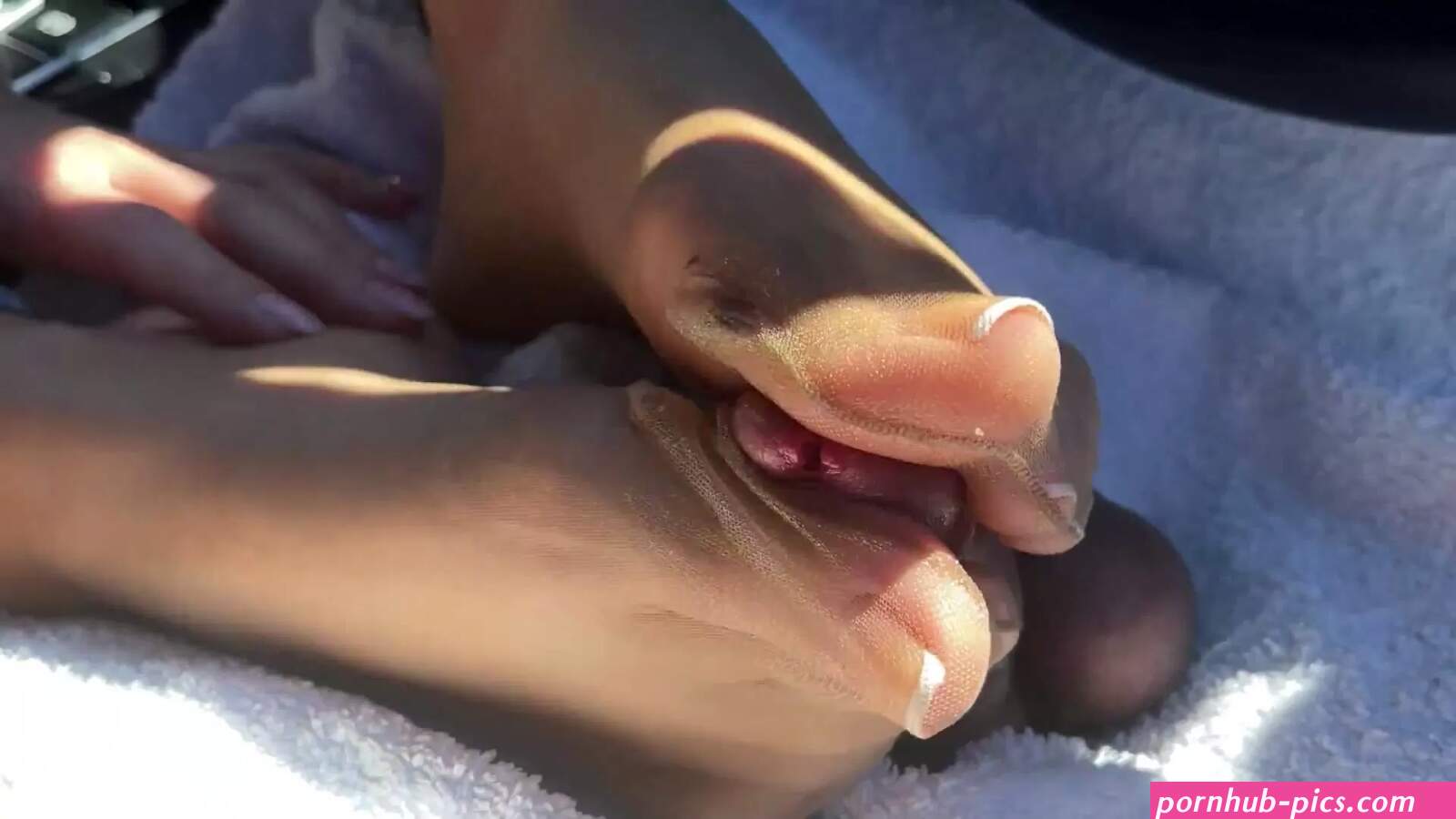 Sexy French Pedi Tan Nylons Car Footjob Tease watch online