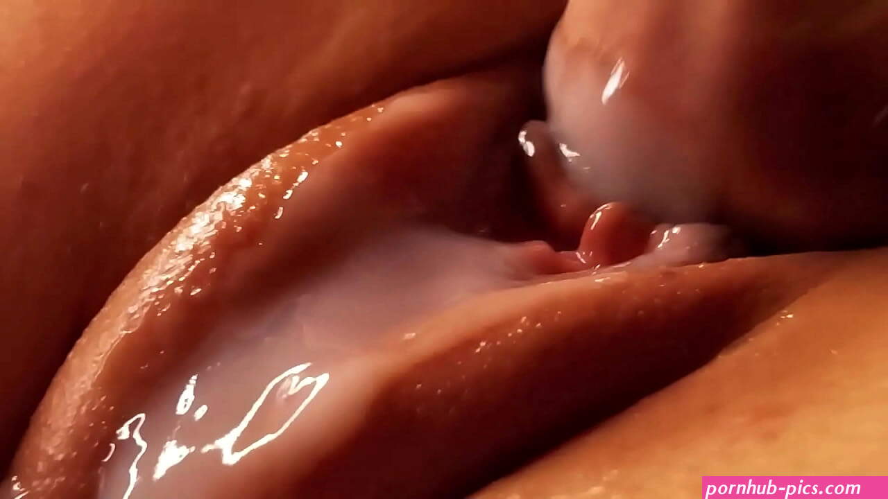 Beautiful pussy covered in lubricant and cum. Close-up