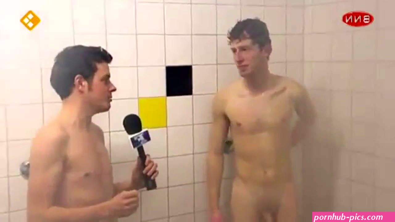 Naked interview in locker room
