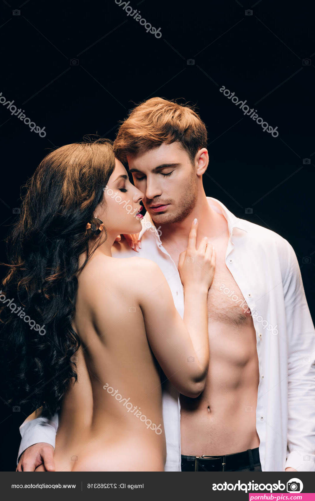 Naked Passionate Woman Kissing Sexy Boyfriend Bare Torso Isolated Black Stock Photo by ©VitalikRadko 273265316