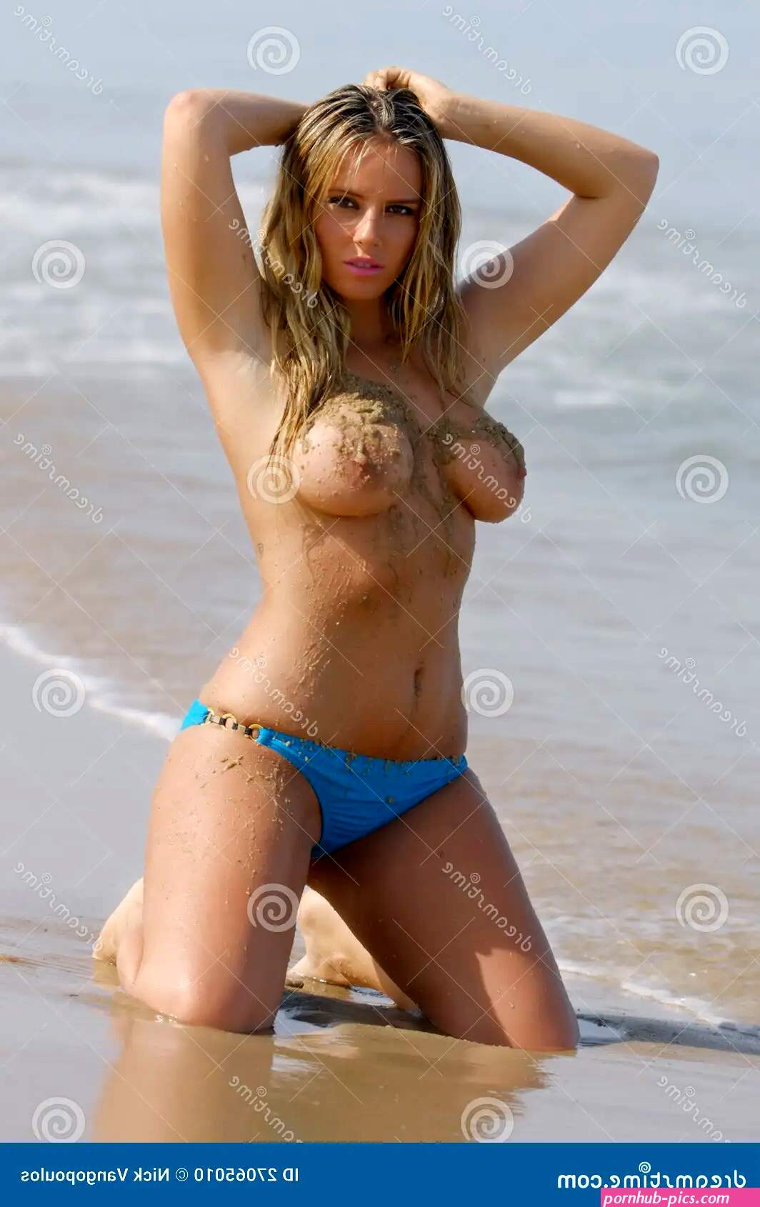 Beautiful Topless Beach Girl Stock Photo