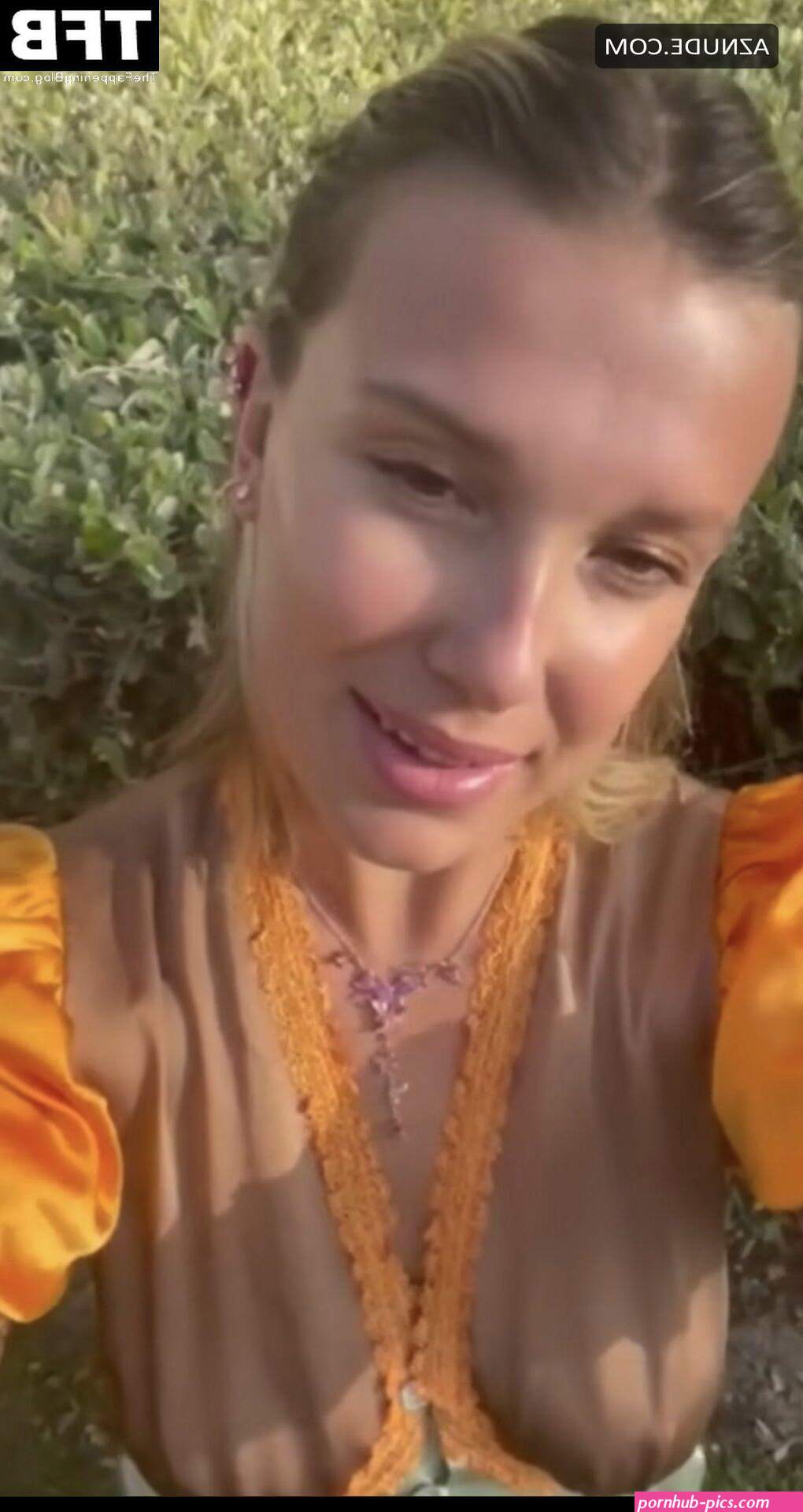Millie Bobby Brown Sexy Poses Braless Flaunting Her Pokies In A Selfie On Social Media