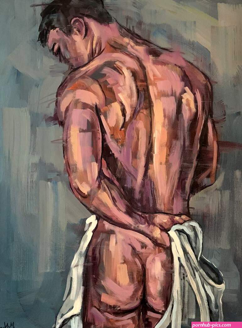 Male nude butt naked man gay painting Painting by EMMANOUIL NANOURIS