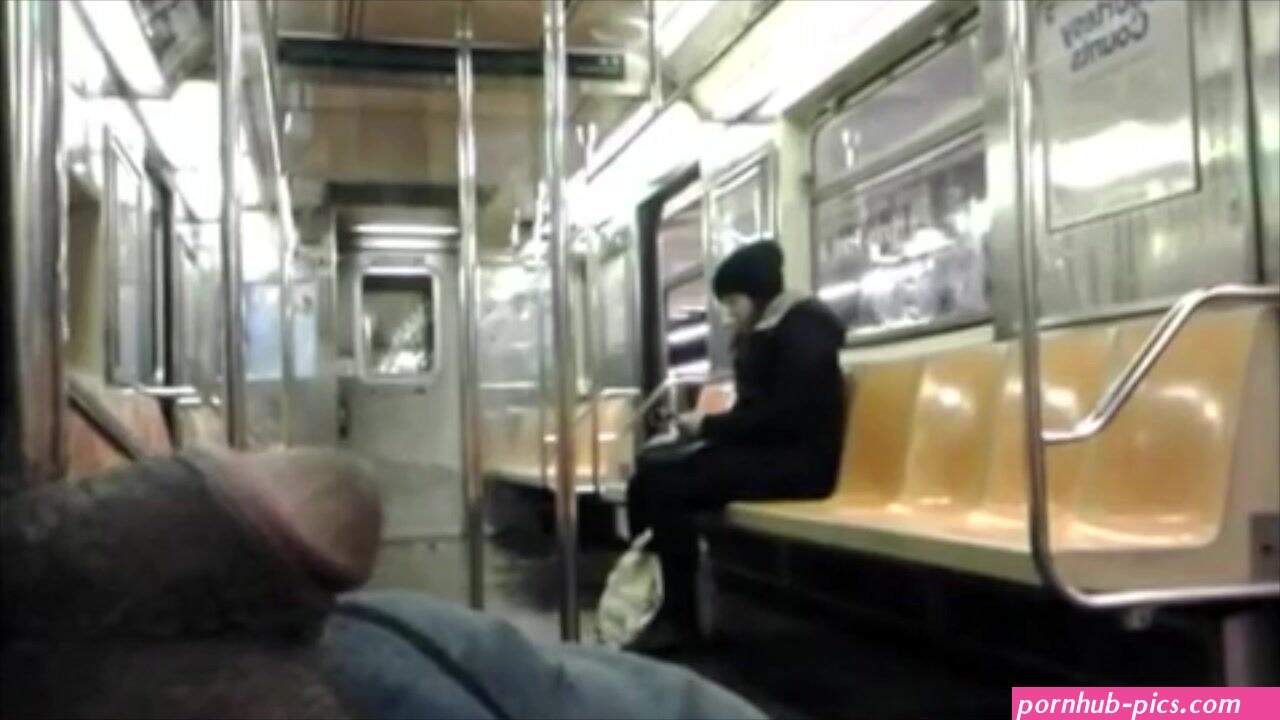 Guy wanking in front of girl in the metro xxx porn video