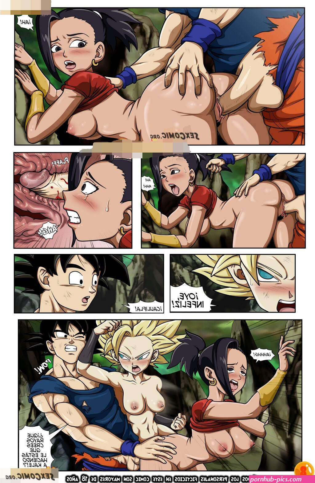 Dragon Ball Super xxx Goku Kale y Caulifa Follando Comic Porno