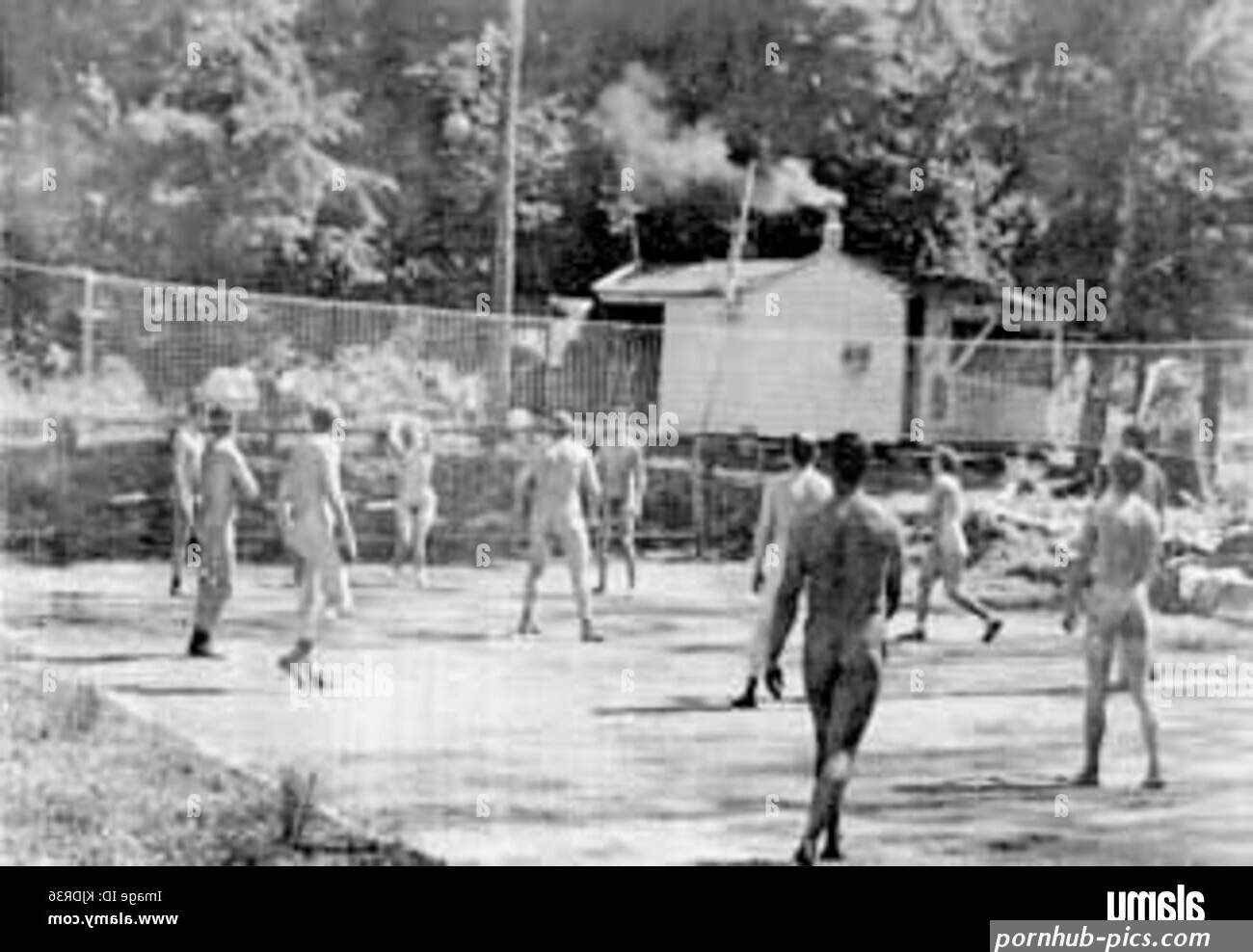 Nudist naturist volleyball Stock Photo