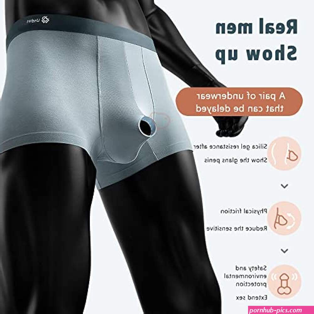 : Men Reduce Sensitivity Underwear Man Breathable Boxers Foreskin Expose Lingerie Penis Pouch Hole Slip for Prolong Sex Time Large Double Layers Blue: Clothing Shoes Jewelry
