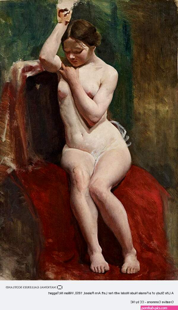 A Life Study of a Female Nude Model with her Left Arm Raised