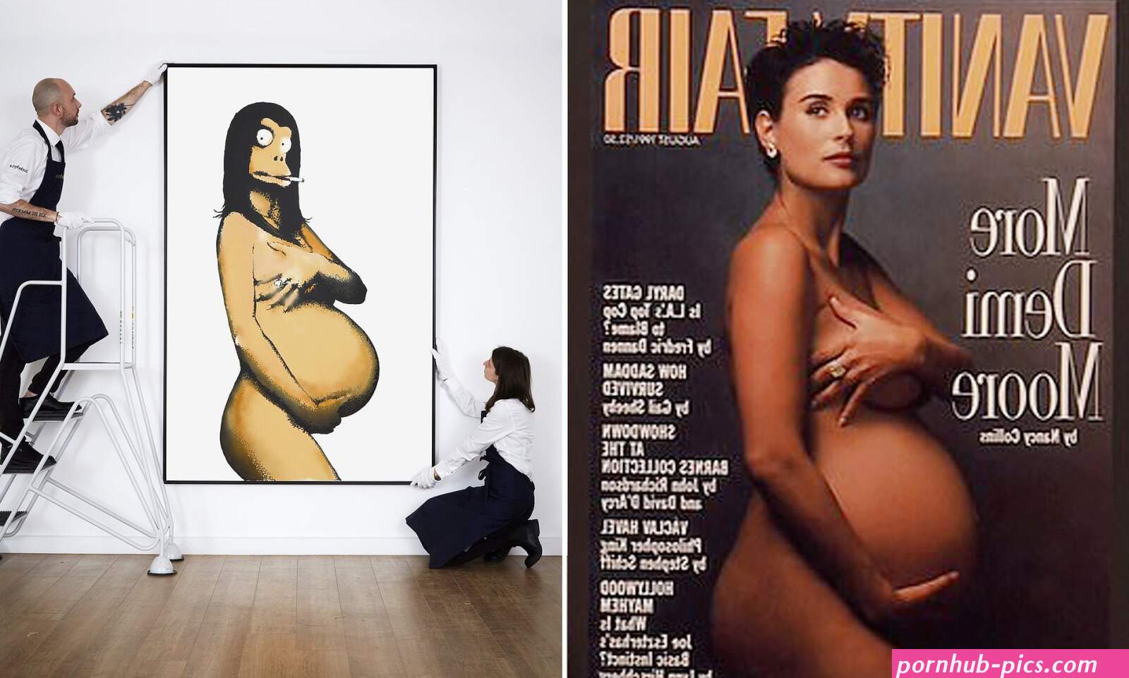 Banksys parody of Demi Moores naked Vanity Fair cover is set to fetch 3MILLION at auction