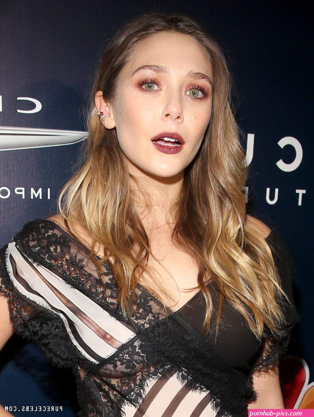 Elizabeth Olsen Flashing Her Tits Through Sexy Dress
