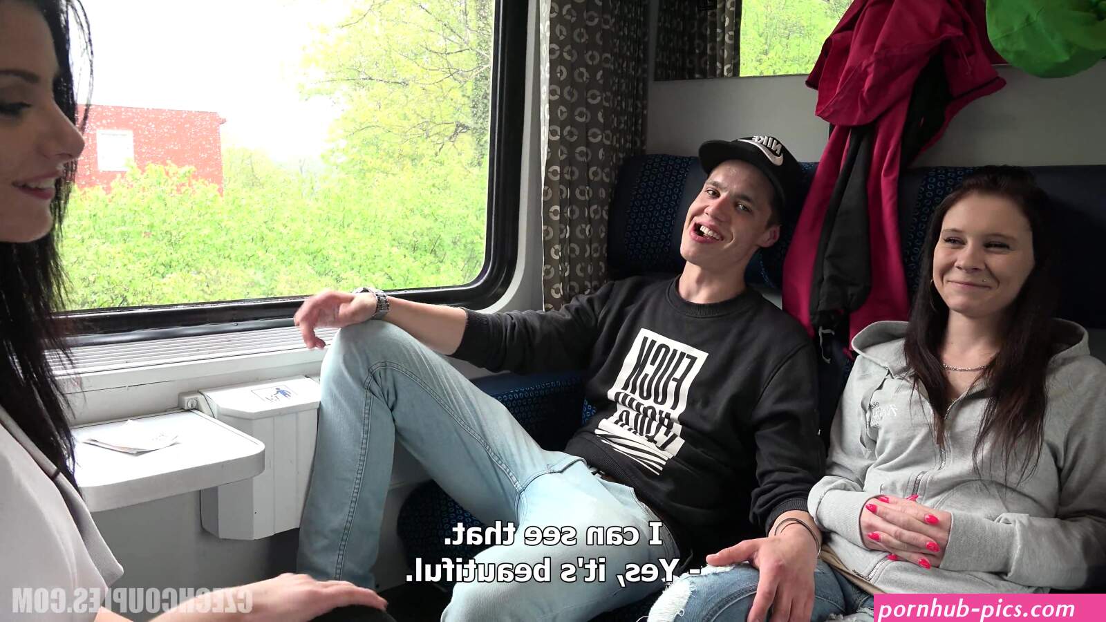 Teenagers fuck on train in 4K