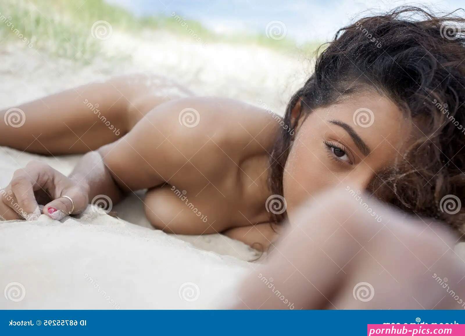 Pretty nude girl on beach stock image. Image of happy