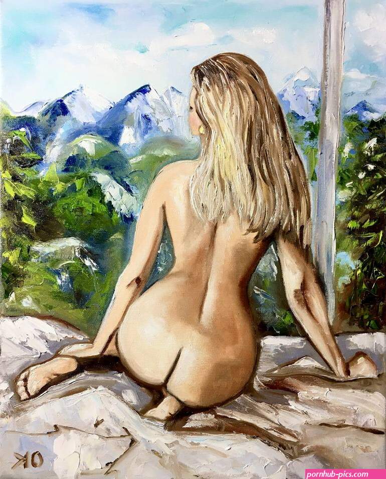 Nude and mountains landscape Painting by Olga Koval