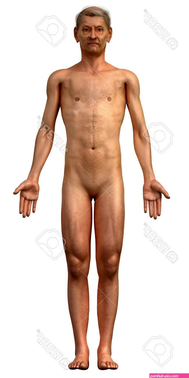 Naked Old Man In Anatomical Position Isolated