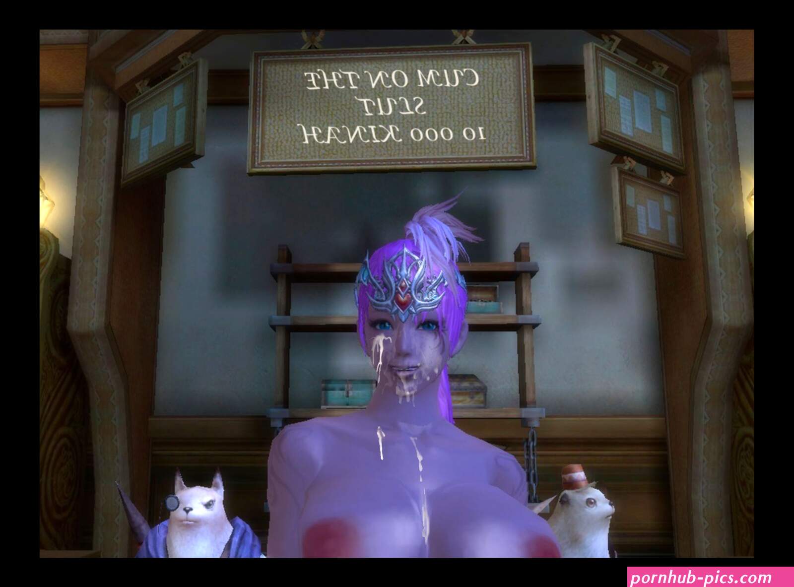 Video game characters covered in cum