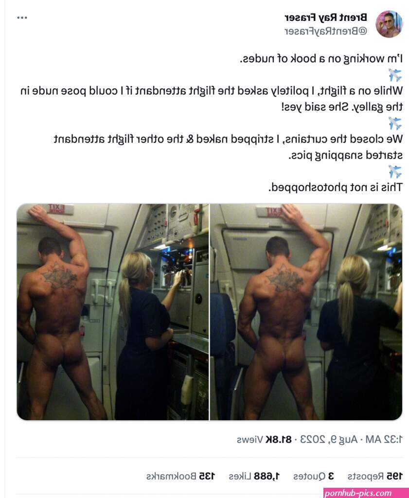 World Famous Penis Painter Gets Flight Attendants to Let Him Pose Nude in Aircraft Galley... And He Has Photographic Evidence