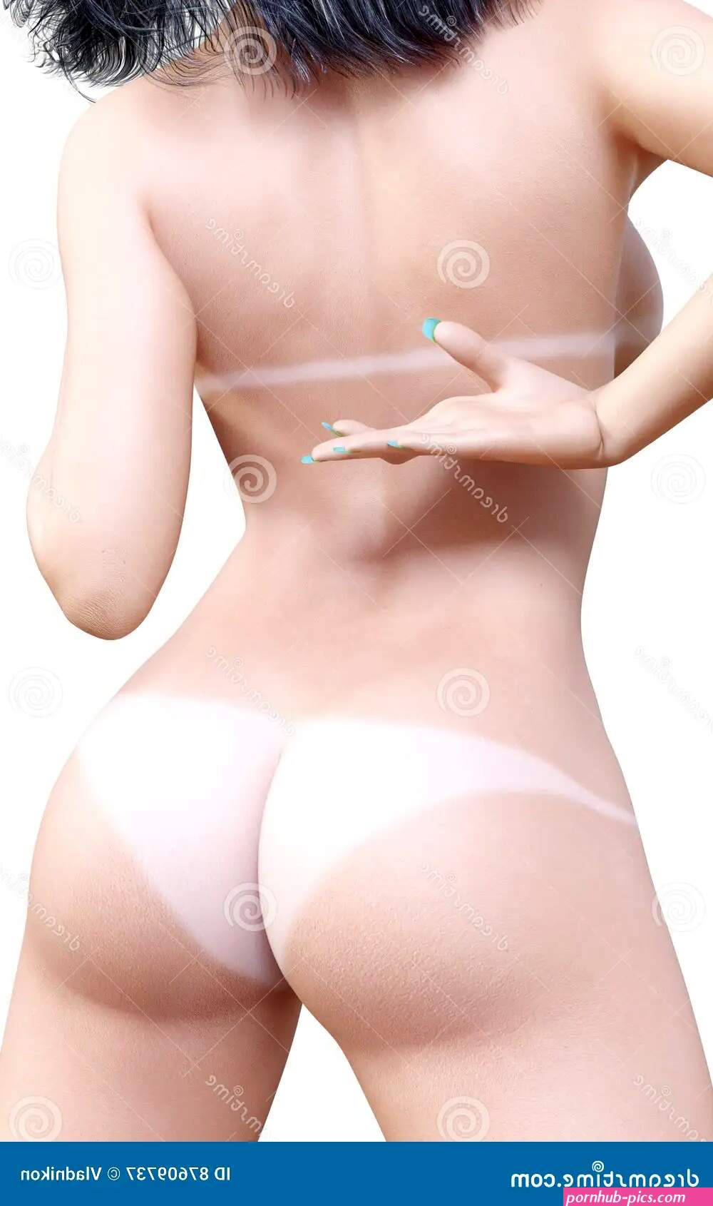 Mujer Desnuda En Estudio Visin Desde La Parte Posterior Rastros Blancos De Broncear Del Sol Stock de ilustracin