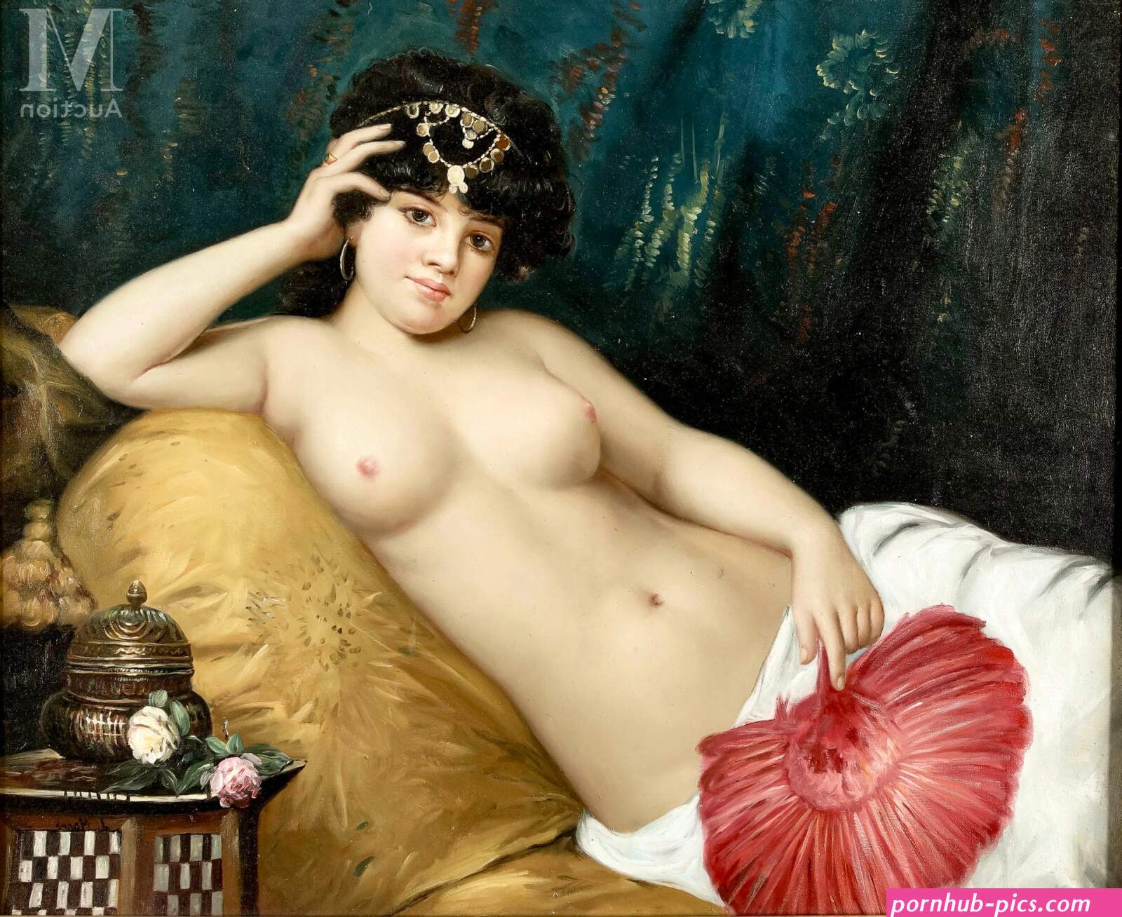 Mujer desnuda tumbada en una cama leo sobre lienzo Fi