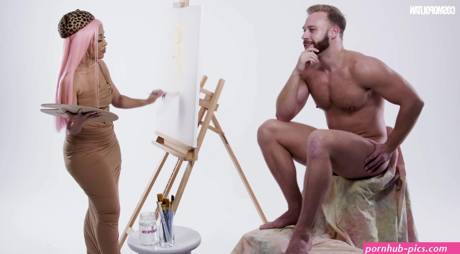 OMG WATCH: A horned up Doja Cat paints a sexy nude male model with COSMO