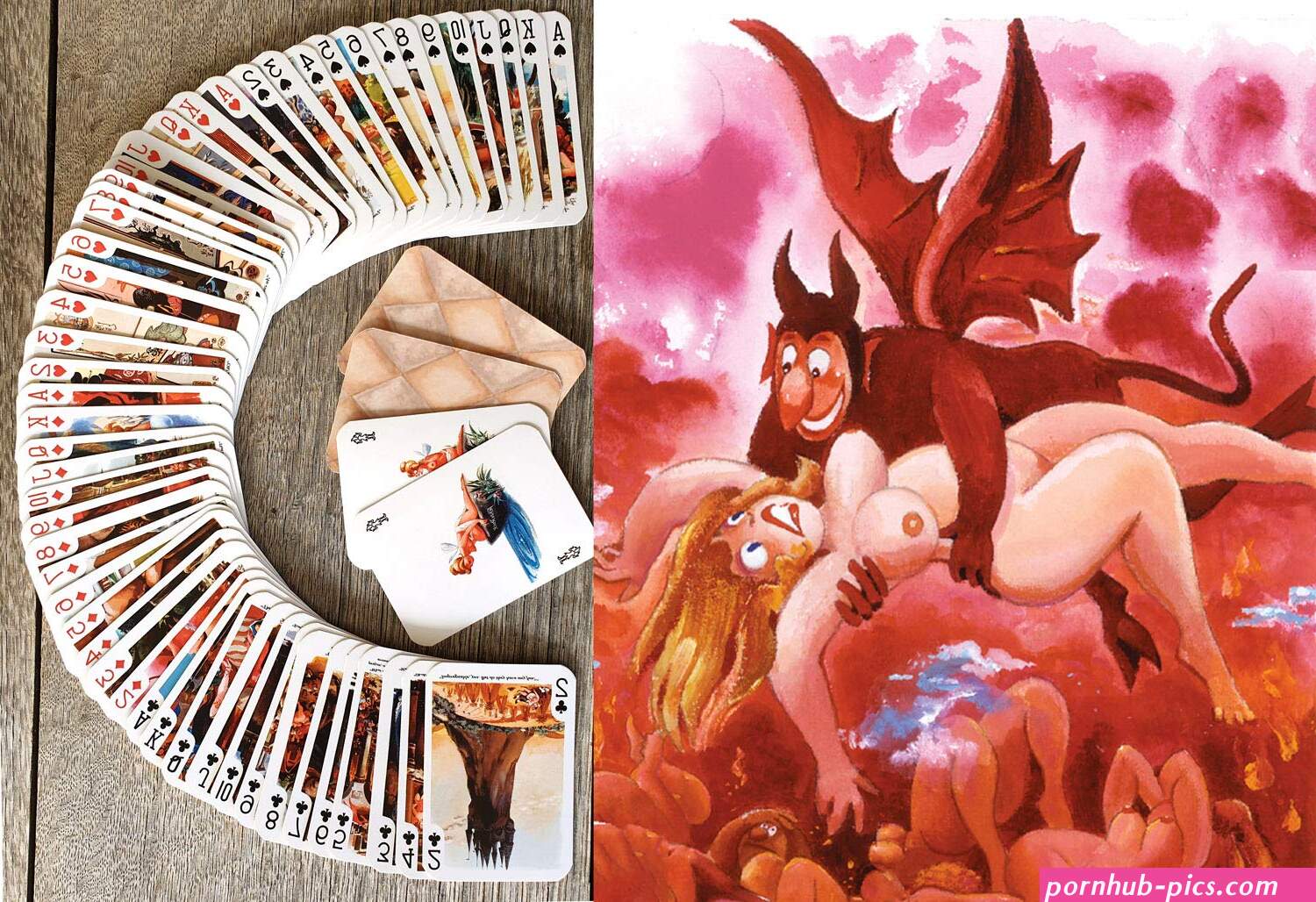 : Funny Adult Cartoons Playing Cards Poker Deck 54 Cards All Different Vintage Playboy Magazine Illustration by Eldon Dediny Pinup Sexy Erotic Cartoons : Everything Else