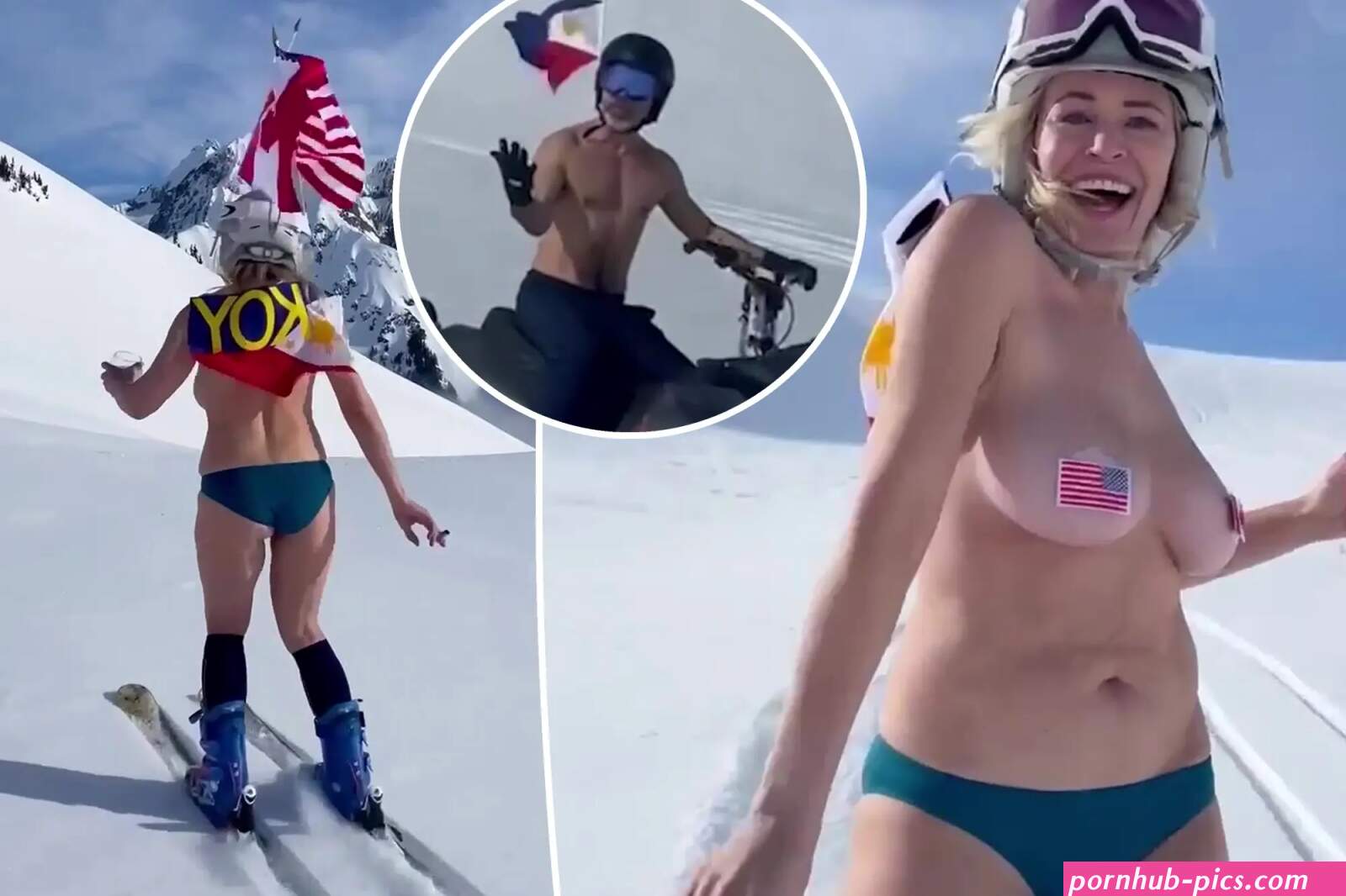 Chelsea Handler skis topless on 47th birthday