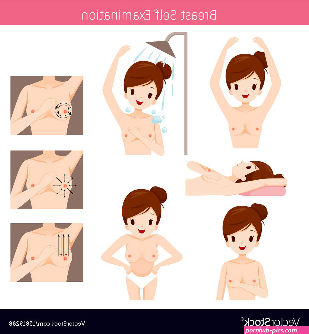 Naked woman breast self-examination Royalty Free Vector