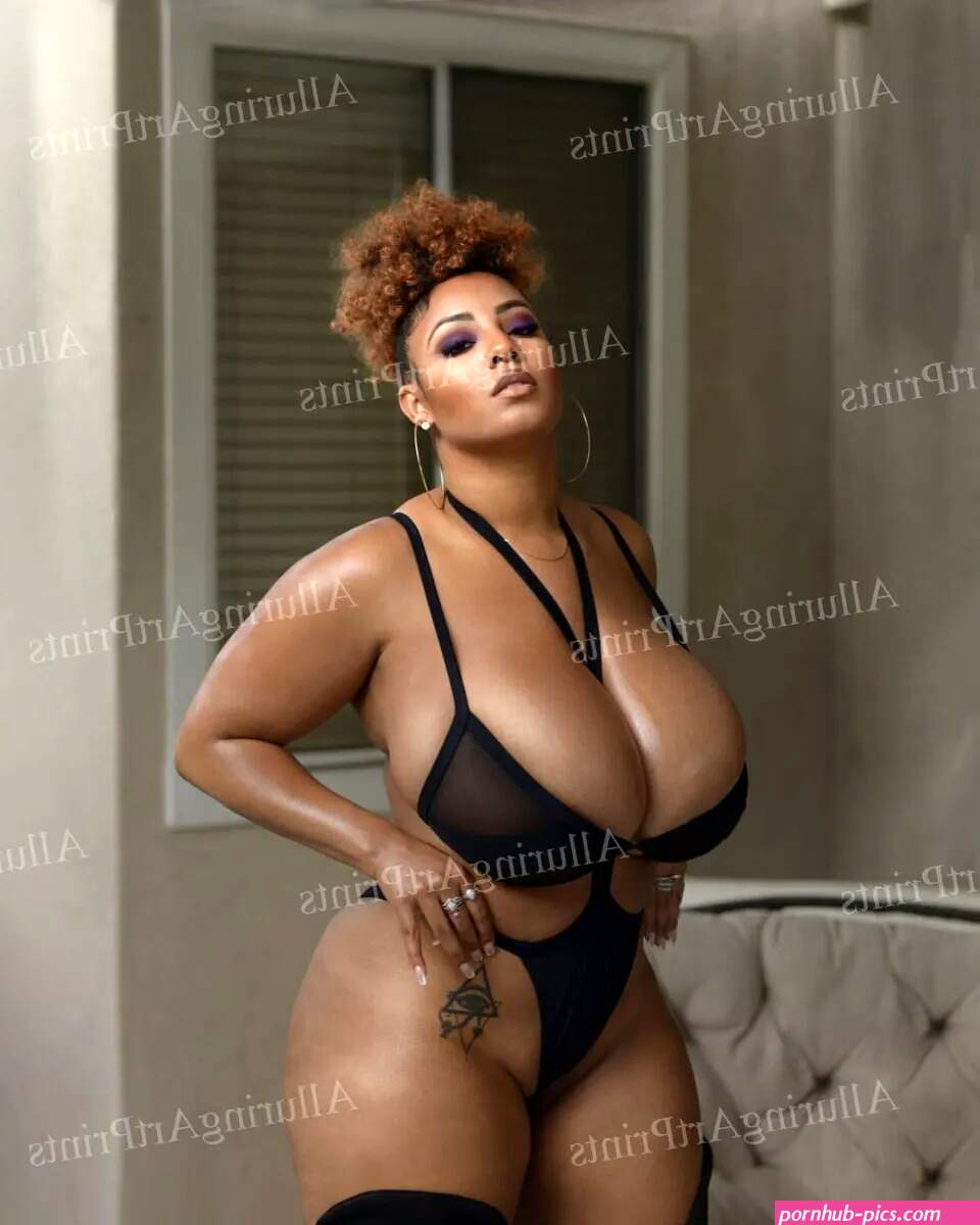 Persephanii Risque Print Black Model Pretty Woman Huge Boobs Lingerie BB902