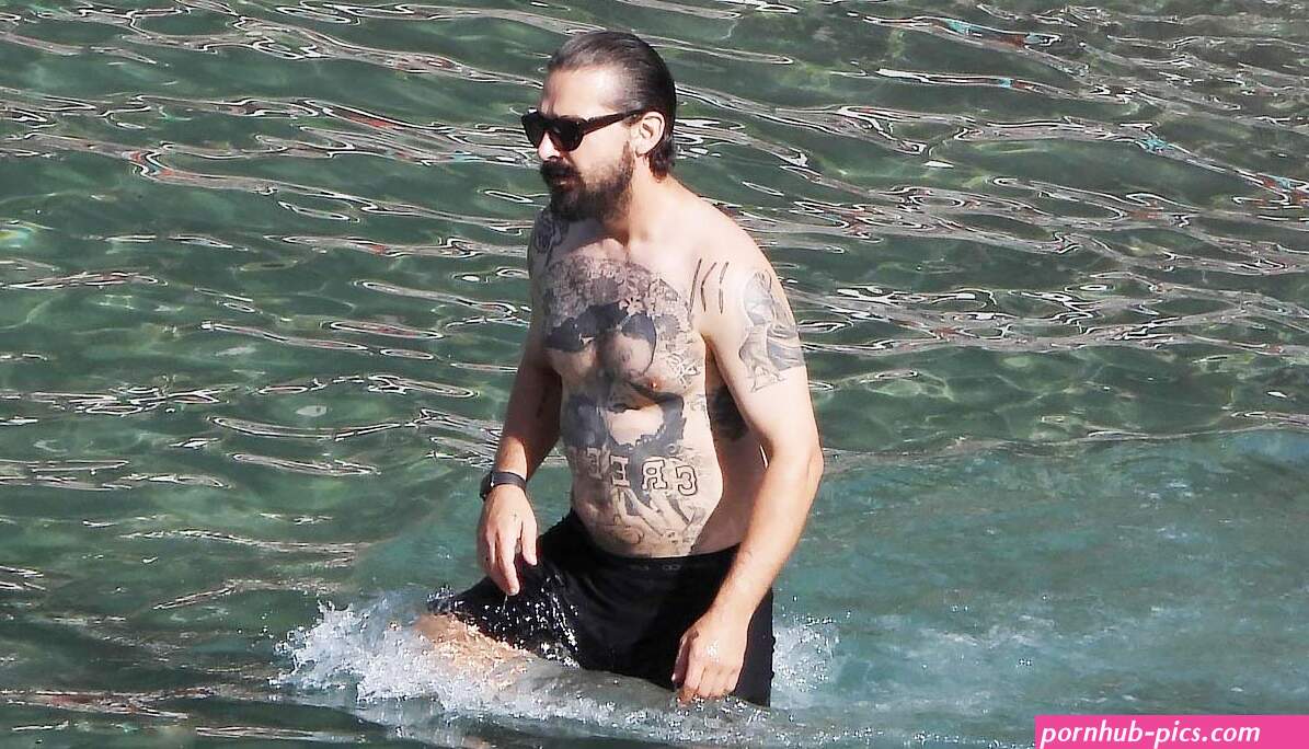 Shia LaBeouf shows off her tattooed chest in Italy
