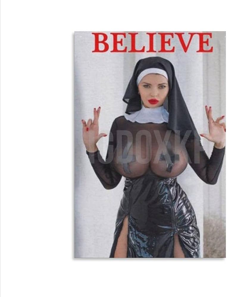 : IDIDOS Sexy Nun Big Tits Boobs Confidence Sign Metal Tin Sign Sexy Nun Poster Canvas Poster Wall Art Decor Print Picture Paintings for Living Room Bedroom Decoration Unframe-style 20x30inch50x75cm: Posters