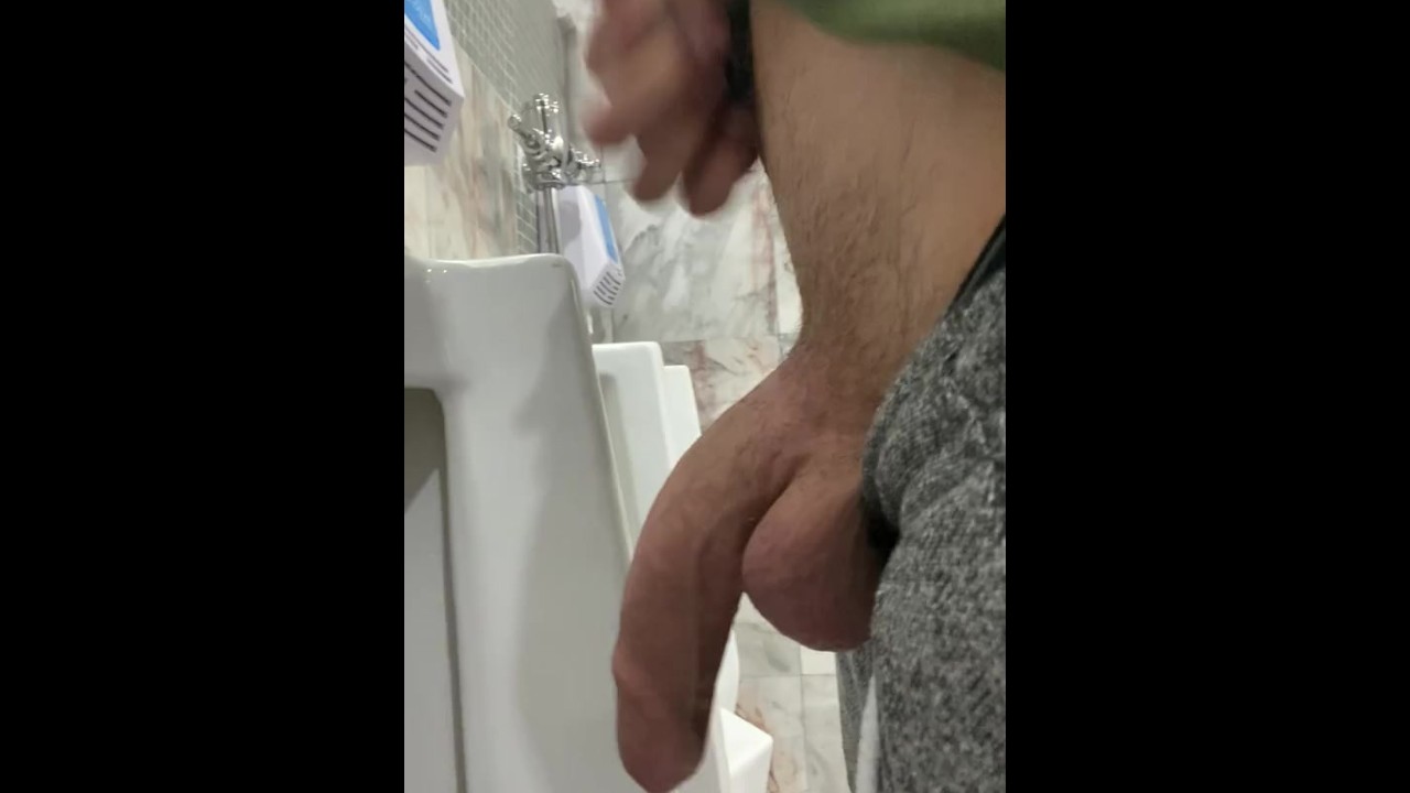 Big Dick Jerking off at Public Urinal
