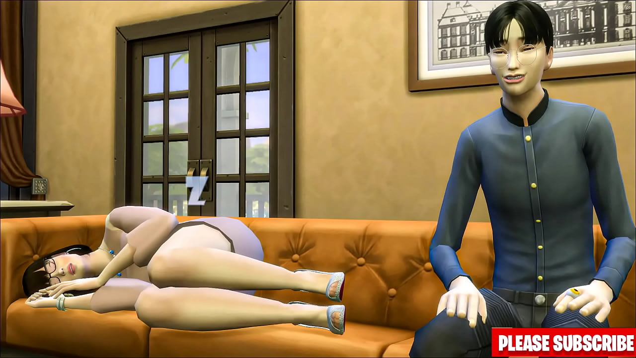 step Son Fucks Korean Big Tits Mom On The Couch Watching TV