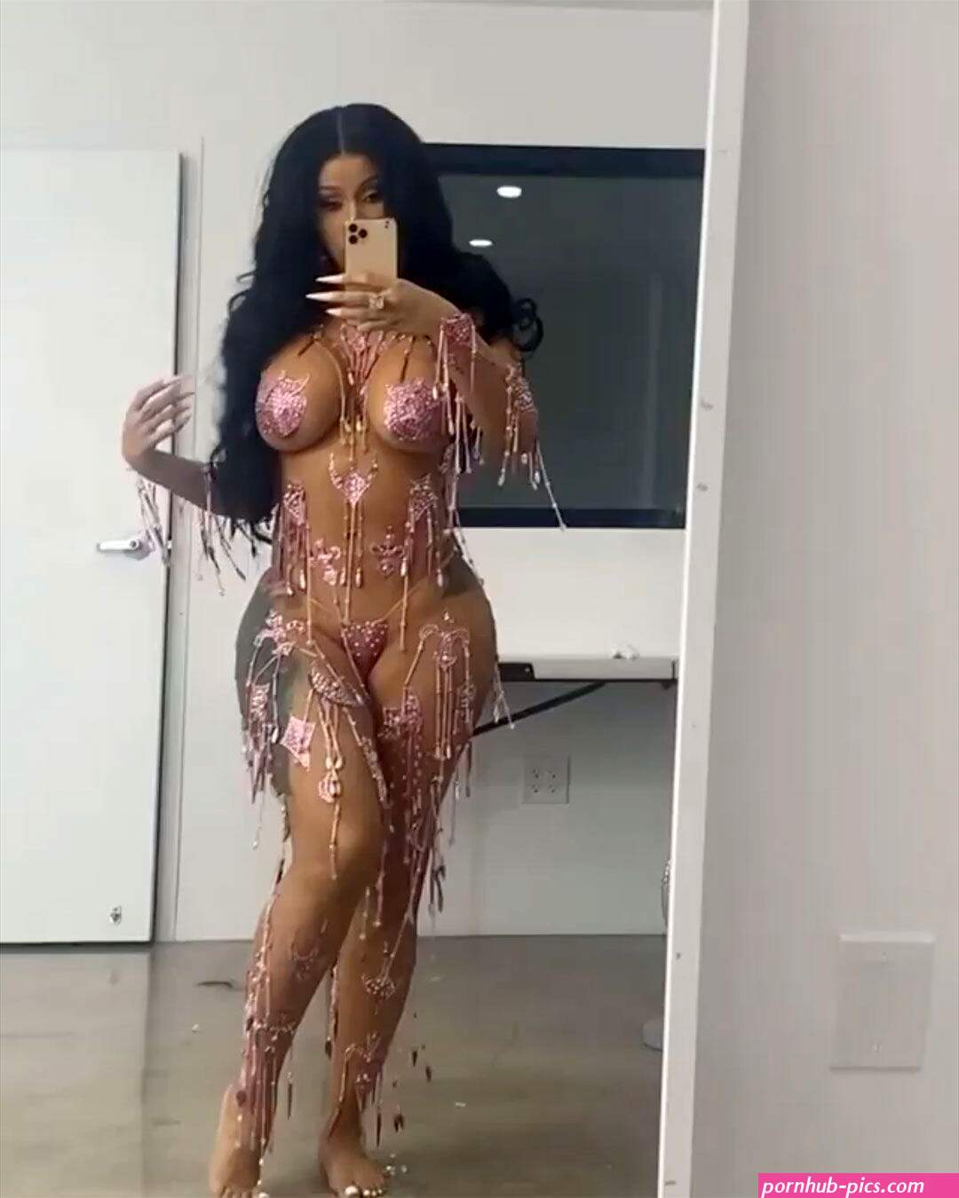 Cardi B Wears a Sheer Sticker Bodysuit on Instagram