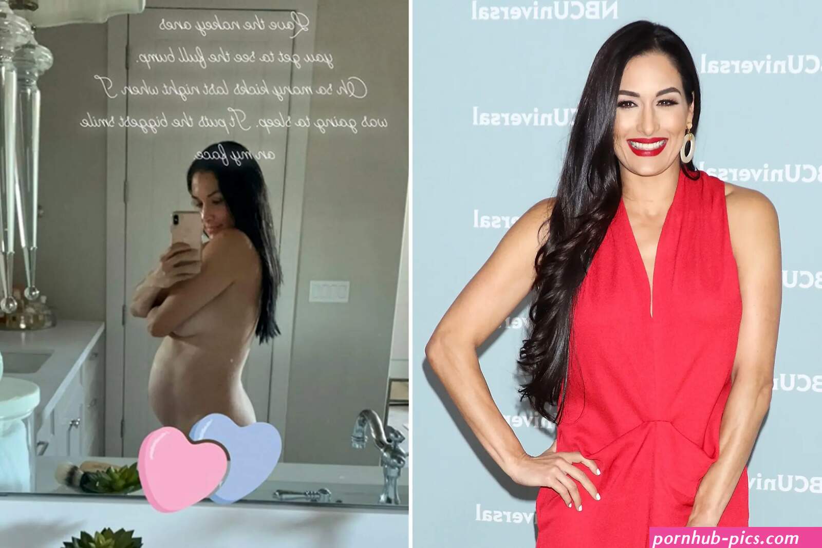 Pregnant Nikki Bella shows off baby bump in nude mirror selfie