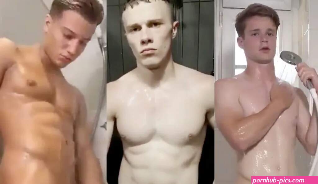 Chicos desnudos en la ducha para eliminar el estrés