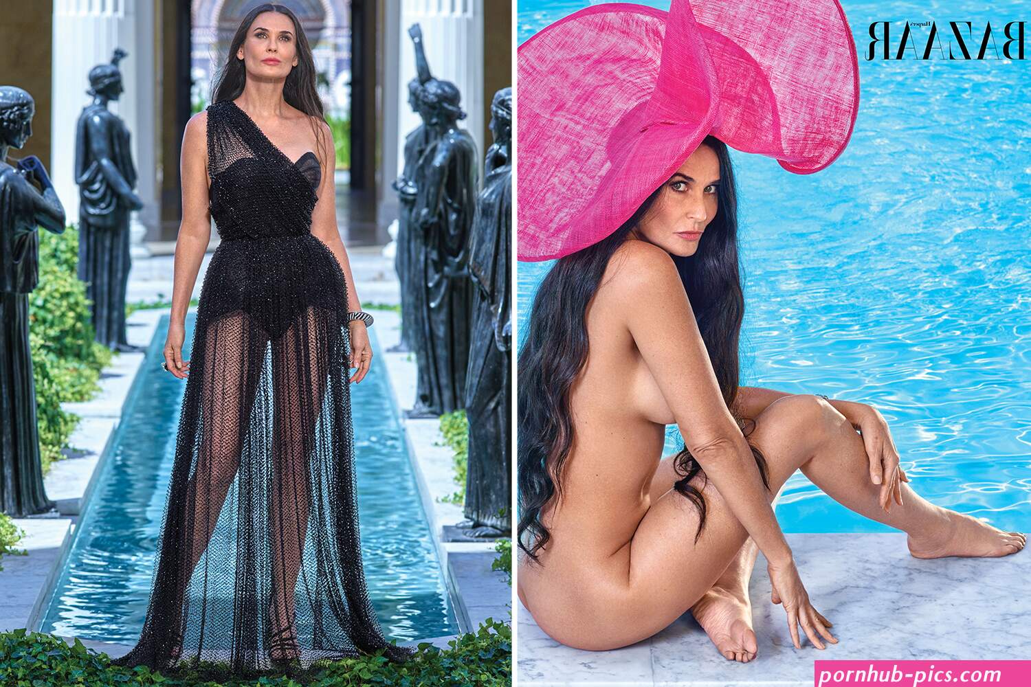 Demi Moore 56 strips totally naked as she poses by a pool for stunning Harpers Bazaar shoot