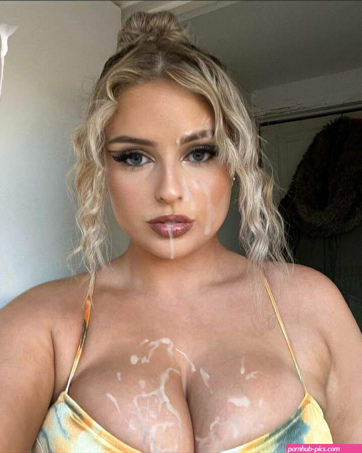 Hot blonde with big tits cummed on