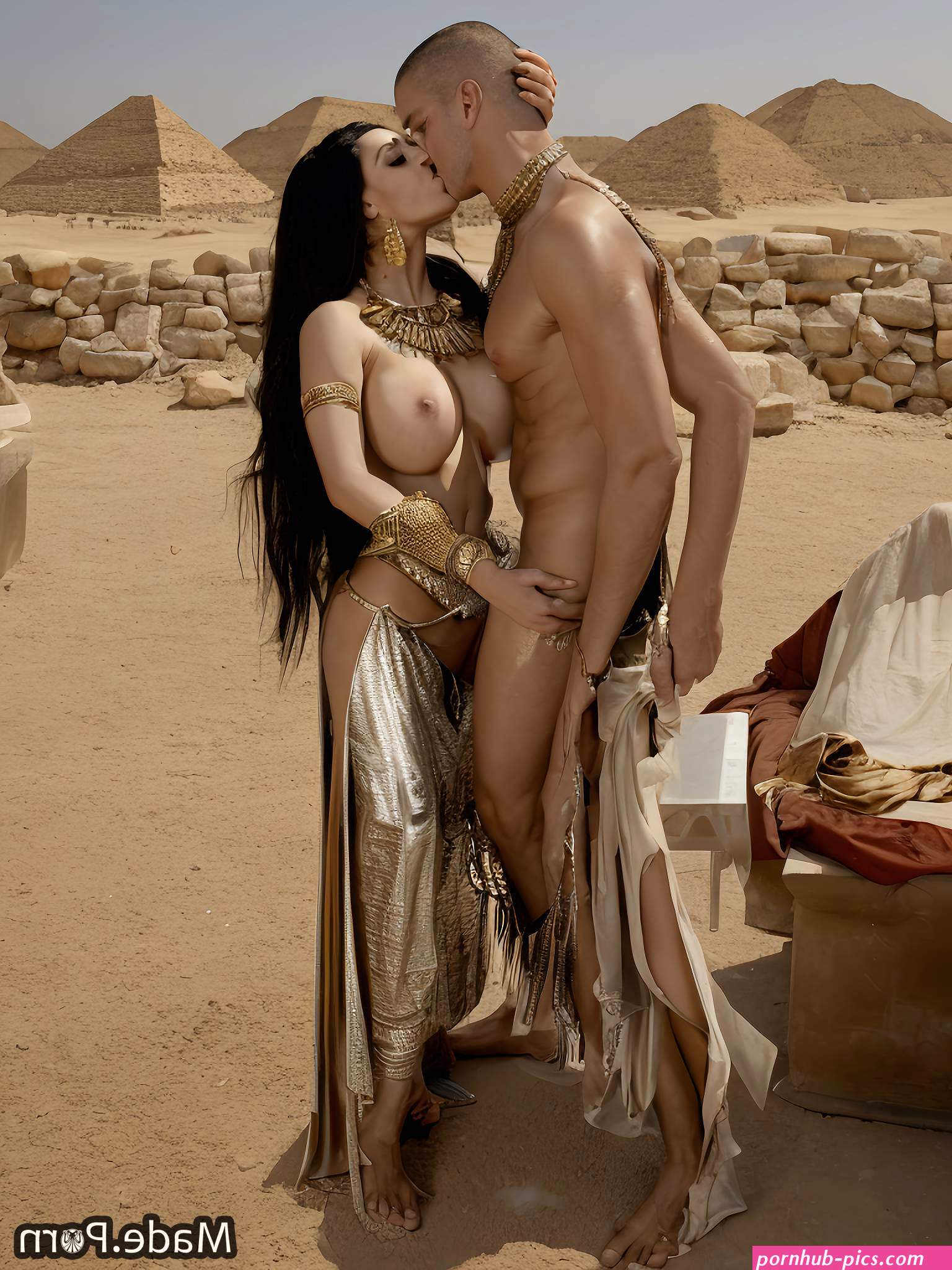 Porn image of Pyramids of Giza Egypt chubby fat russian babe desert slutty created by AI
