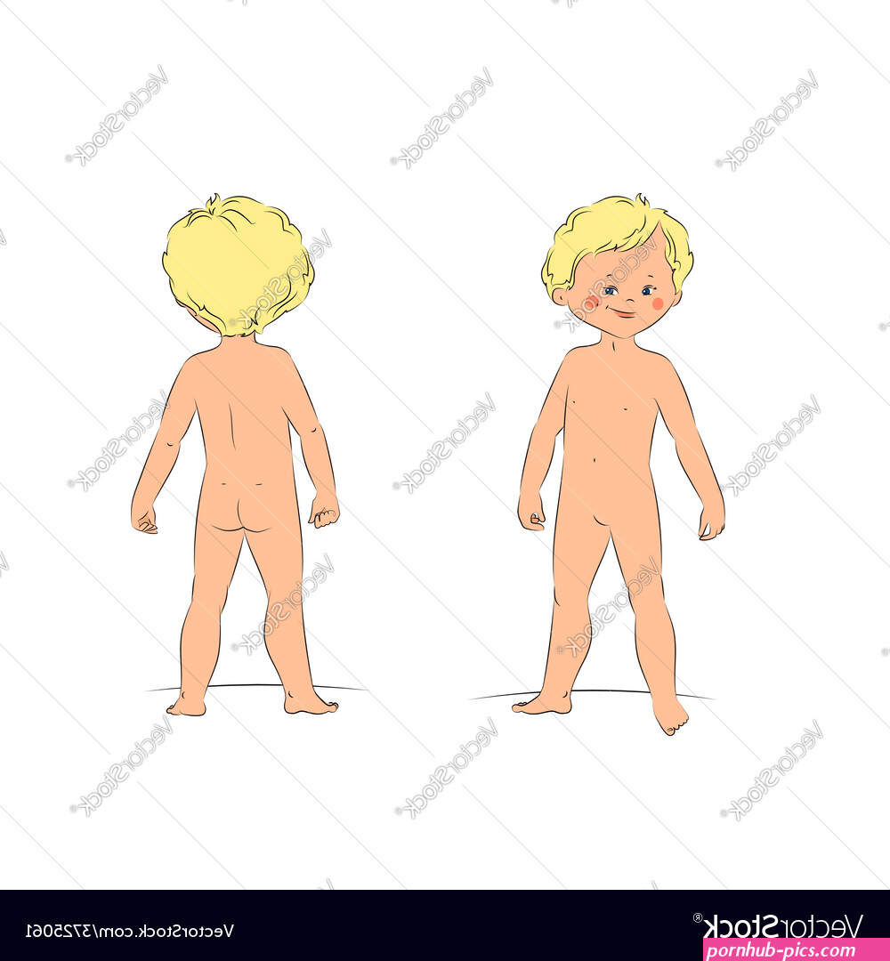 A cute standing naked boy front Royalty Free Vector Image