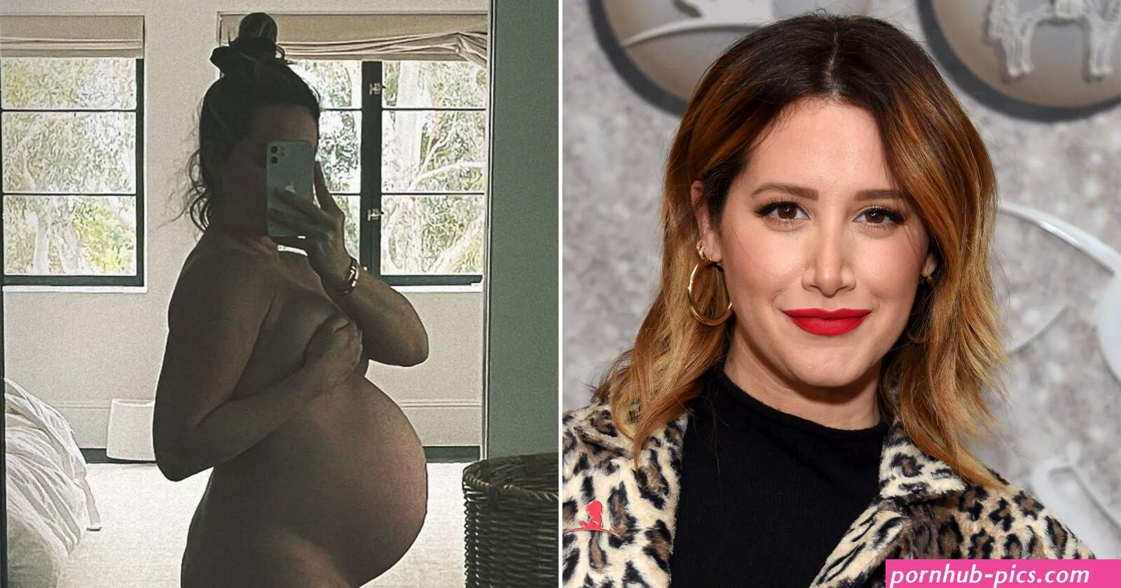 Ashley Tisdale shows off her baby bump in nude mirror selfie