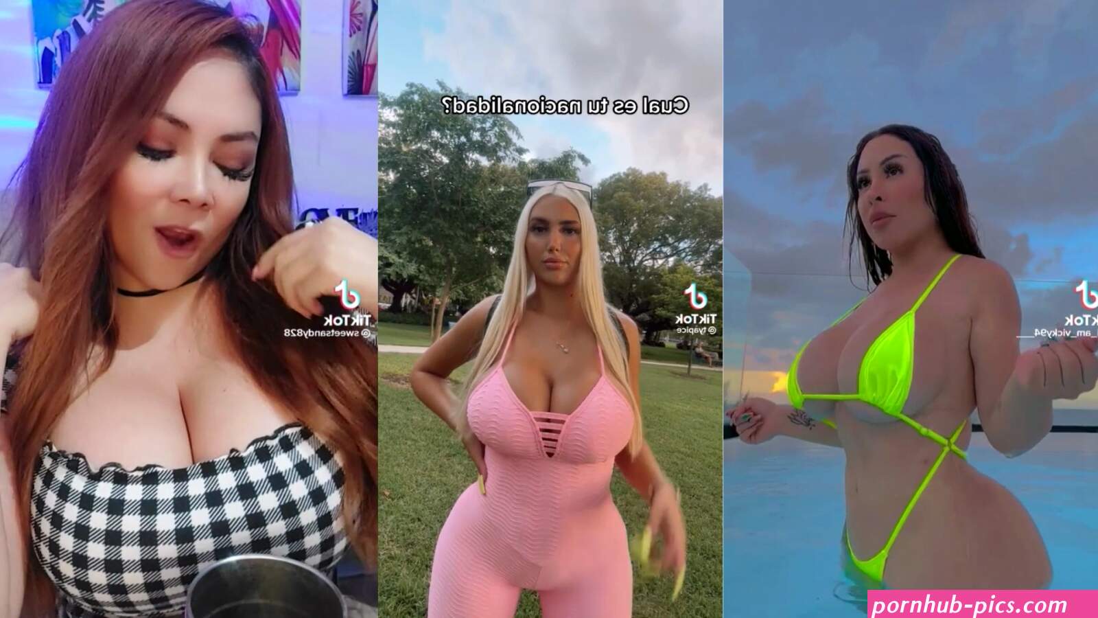 Split screen big titty tiktok models