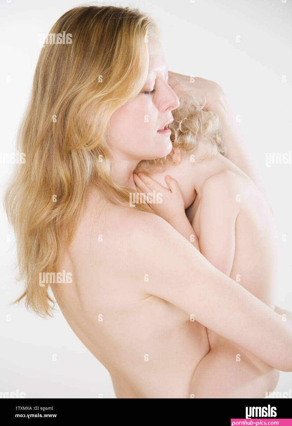Nude portrait of mother and child Stock Photo