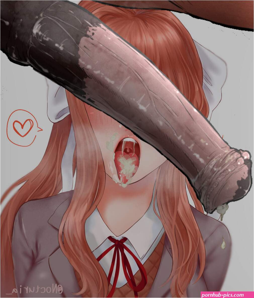 monika doki doki literature club doki doki literature club 1boy 1girl after fellatio animal penis bestiality cum cum in mouth fellatio heart hetero horse horse penis oral penis solo focus