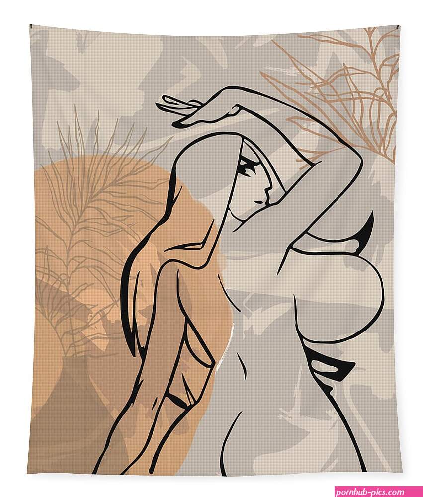 Big boobs an booty cartoon character line art sexy girl print naked woman drawing ass story Tapestry by Mounir Khalfouf